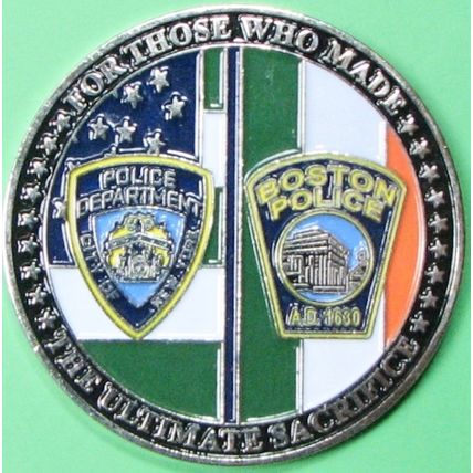 NYPD/Boston Police 9/11. Challenge Coin. 1.75". 56b.