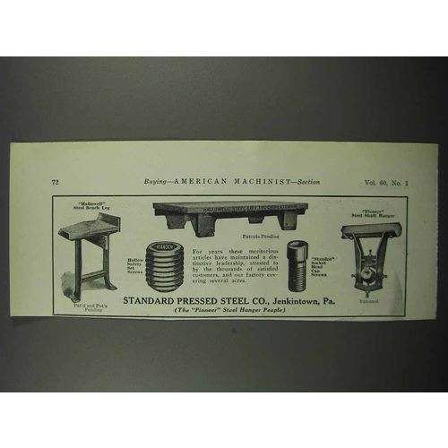 1924 Standard Pressed Steel Ad - Hallowell Bench Leg