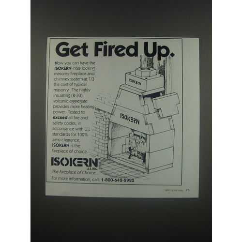 1991 Isokern Fireplace Ad - Get fired up