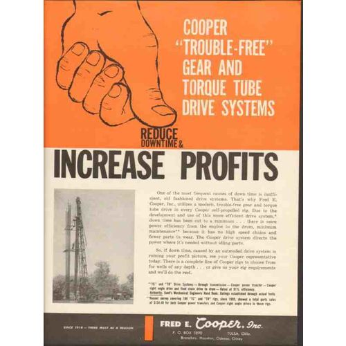 FRED E COOPER INC 1962 Gear torque tube drive system profit vintage ad