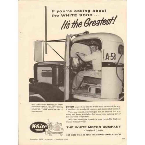 WHITE MOTOR COMPANY 1956 Texas Consolidated Transport Co vintage ad