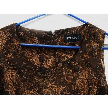 Womens Studio I Dress 10 Brown Tan Black Sleeveless A Style