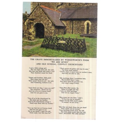 'WE ARE SEVEN', CHURCHYARD, CONWAY WALES unused postcard by E T W Dennis /