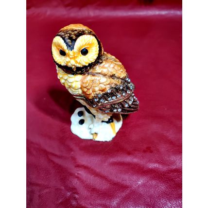 Owl Enamel & Crystal Trinket Box