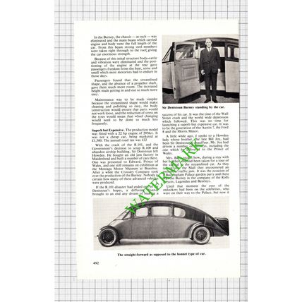 Sir Denistoun Burney Car Bill Joy - Small Article