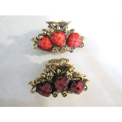 Jeweled antique bronze hair claw clip with crystals
