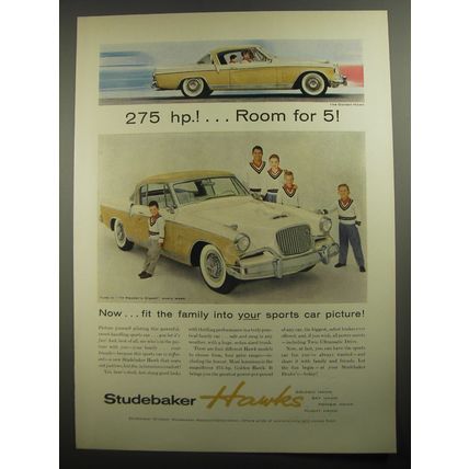1956 Studebaker Golden Hawk Car Advertisement - 275 hp.! Room for 5!