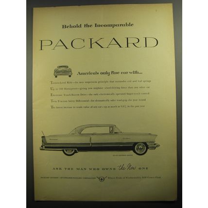 1956 Packard Caribbean Hardtop Car Ad - Behold the incomparable Packard