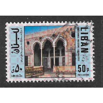 LEBANON 19?? ANCIENT HOUSES DOORWAY ARCHES USED SECURITY MESH OVERPRINT