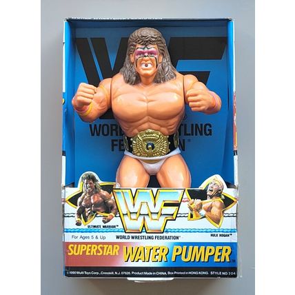 wwf ljn hasbro wrestling superstars 8" ultimate warrior water pump figure