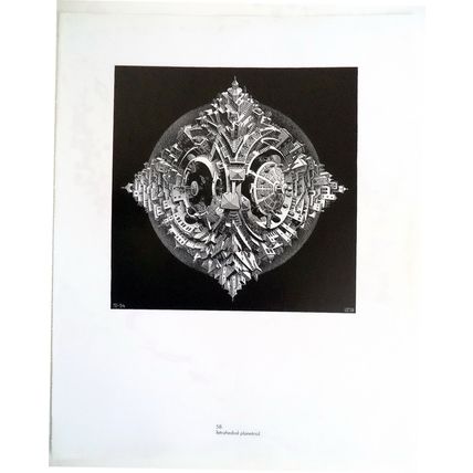 ESCHER print TETRA PLANETOID litho Vintage Escher Poster optic wall art large