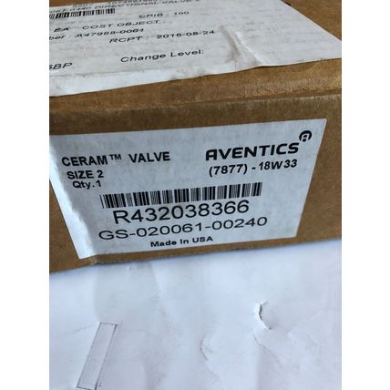 NEW AVENTICS R432038366 CERAM VALVE,GS-020061-00240,EV