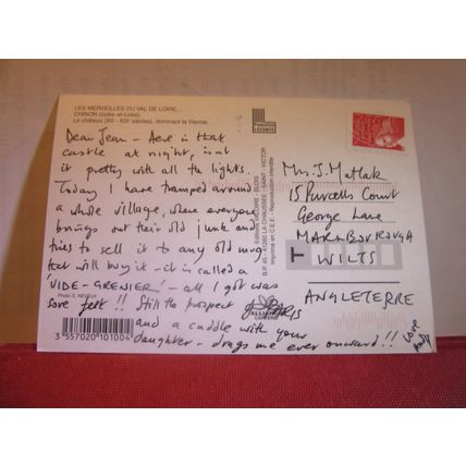 AT NIGHT, CHINON, FRANCE used postcard 2002 postmark =