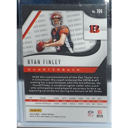 2019 Panini Prizm RYAN FINLEY (Bengals) Rookie Card #306