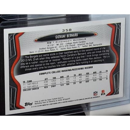 2013 Topps GIOVANI BERNARD (Bengals) Rookie Card #358