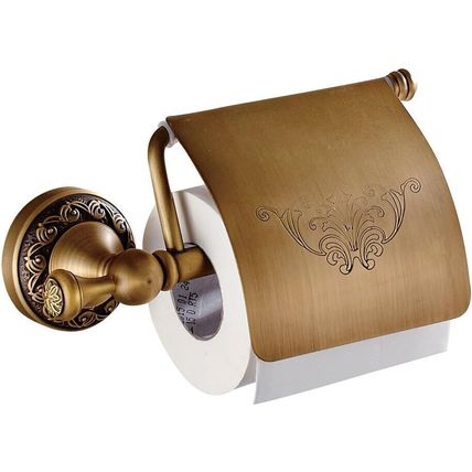 Leyden Antique Brass Toilet Paper Holder with Cover-Wall Mounted-NEW-SEALED-FAST