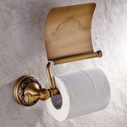 Leyden Antique Brass Toilet Paper Holder with Cover-Wall Mounted-NEW-SEALED-FAST