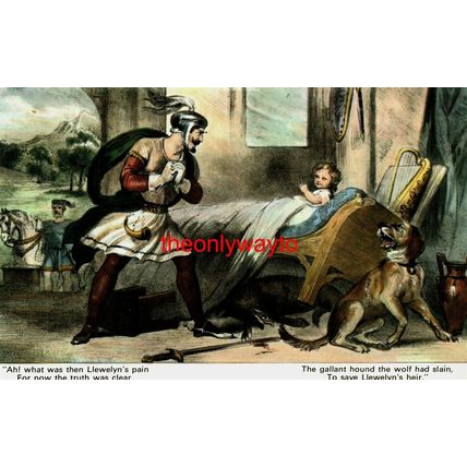 Gelert, Llewelyn's Dog, W R Spencer, Illustrated Poetry Postcard
