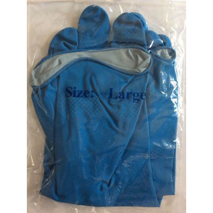 12 X Safe Touch Blue Household Rubber Gloves Large Industry Home Flock Lined