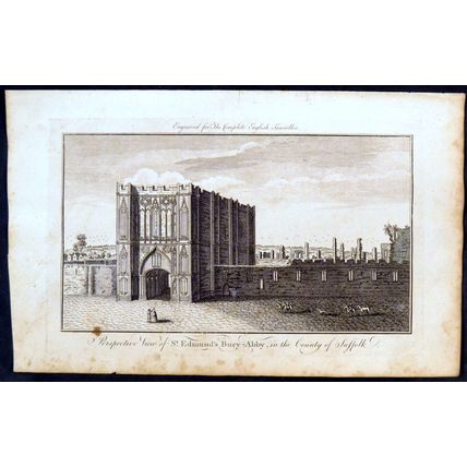 PERSPECTIVE VIEW OF ST. EDMUND’S BURY ABBY SUFFOLK 1771 ANTIQUE ENGRAVING