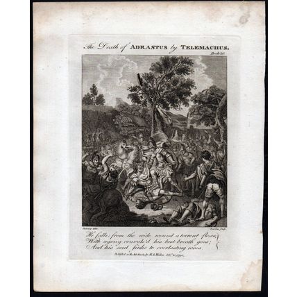 ASSASSINATION OF PHILOCLES PREVENTED 1793 John Barlow ANTIQUE ENGRAVING