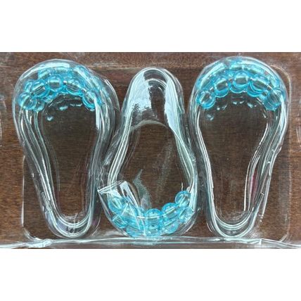 Metal shower curtain rings with Blue plastic roller beads 12 pcs