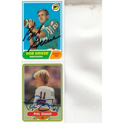 BOB GRIESE & PHIL SIMMS AUTO 2012 DOLPHINS & GIANTS HOF SB CHAMPION QUARTERBACKS