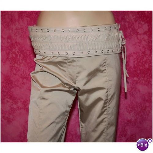 Karen Millen Gold Trousers with Faux Suede Belt Size 12 New With Tag Designer
