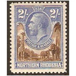 Northern Rhodesia KGV 1925 2/- Brown & Ultramarine Mounted Mint MM SG 11 Stamp