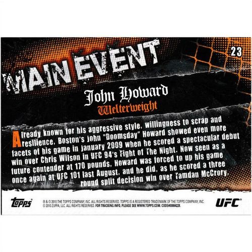 2010 Topps UFC Main Event - #23 - John Howard
