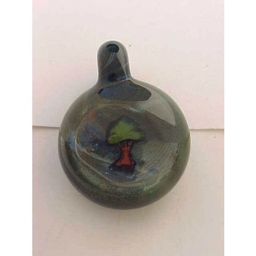 Tree Glass Pendant Hand Made Blown Glass Pendant Round Bead 38mm
