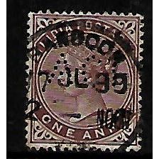 INDIA 1883 1a BROWN PURPLE PERFIN ACL SG 88 FINE USED