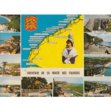 La Route Des Falaises French Map Postcard