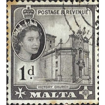 MALTA, Victory Church Valletta, greyscale 1956, 1d