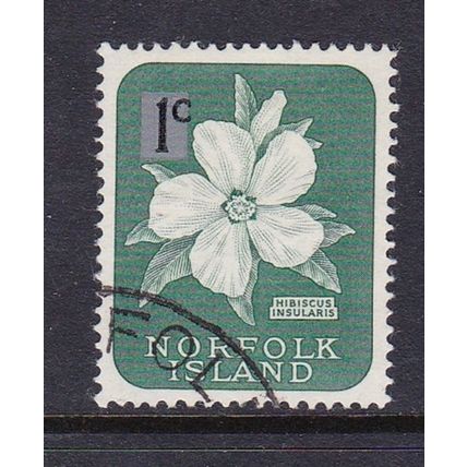 NORFOLK ISLAND 1966 1c HIBISCUS FLOWER USED SG60
