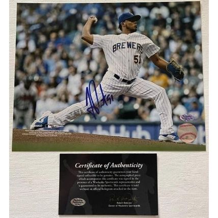 Freddy Peralta Signed Autographed Glossy 8x10 Photo Milwaukee Brewers