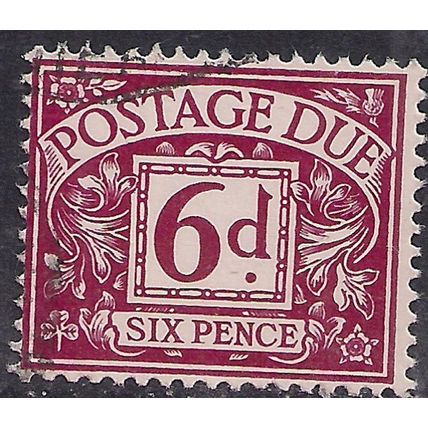 GB 1968 - 69 QE2 6d Purple Postage Due used No Wmk SG D73 (1130 )