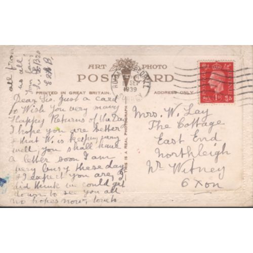 Vintage British PC 1939 - Birthday Wishes To My Dear Sister