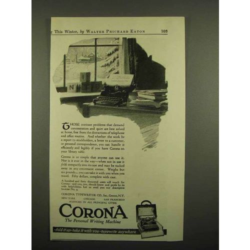 1918 Corona Typewriter Ad - Intricate Problems