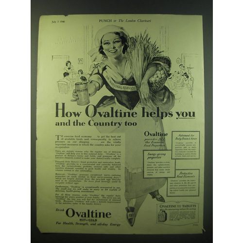 1940 Ovaltine Drink Ad - How Ovaltine helps you and the country too