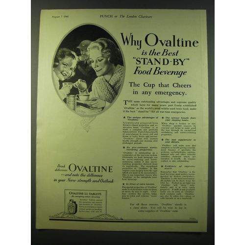 1940 Ovaltine Drink Ad - Why Ovaltine is the best stand-by food beverage