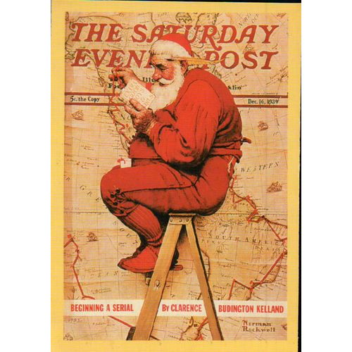 Norman Rockwell, Gorham Fine China Christmas Plate, SANTA PLANS HIS VISIT