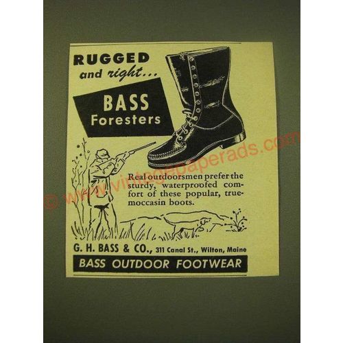 1950 Bass Foresters Boots Ad - Rugged and Right