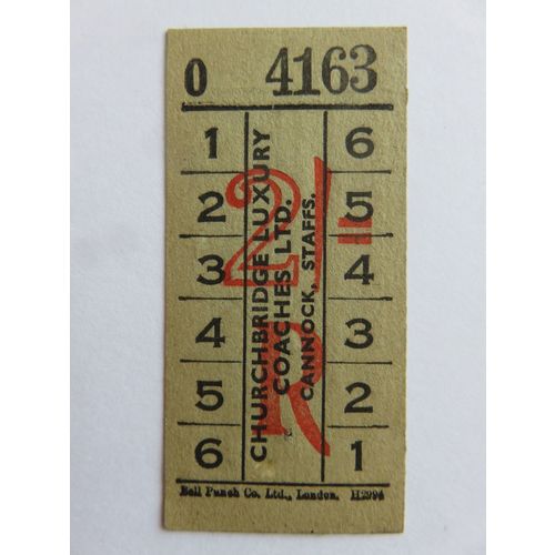 Churchbridge Luxury Coaches Ltd, Cannock, Staffs Bus Ticket