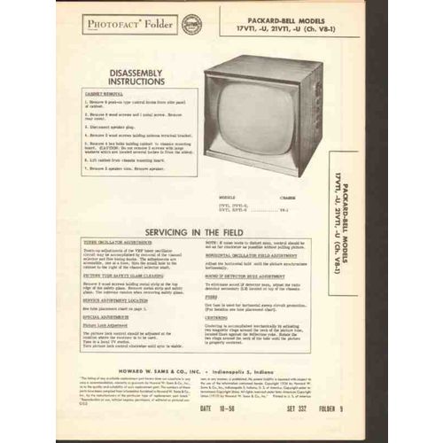PACKARD-BELL model 17VT1 21VT1 TV television Sams Photofact manual