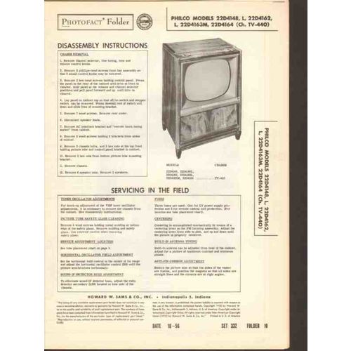 PHILCO model 22D4148 22D416x TV television Sams Photofact manual