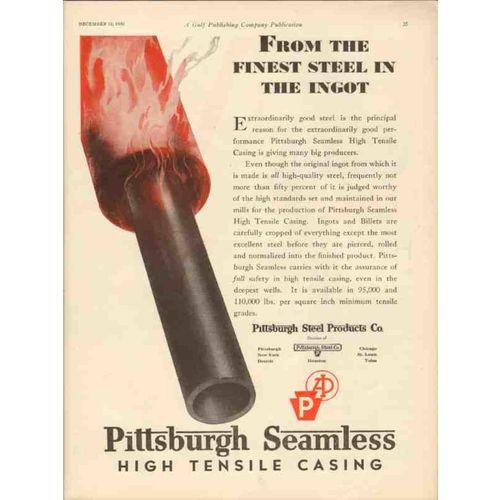 PITTSBURGH STEEL PRODUCTS COMPANY 1930 from finest steel vintage ad