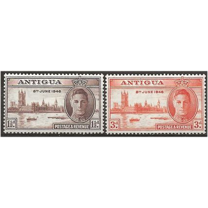 Antigua 1946 Victory Set SG110-111 Mounted Mint . .. .