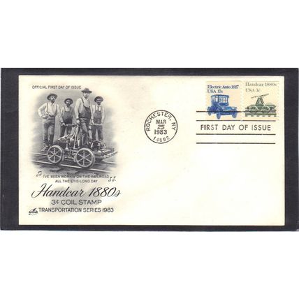 FDC Art Craft 1898 3c Handcar 17c Electric Auto (Cachet-U/A) CV00084