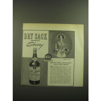 1946 Dry Sack Sherry Ad - Guests feel flattered you'll feel proud